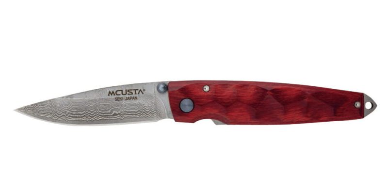 Couteau pliant Tsuchi 33 couches avec manche rouge