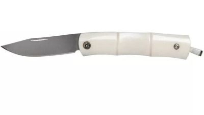 Couteau de cou pliant manche en corian blanc
