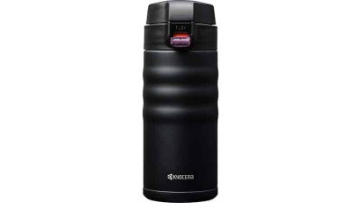 Tasse de voyage isolée en céramique noire 12 OZ à couvercle rabattable