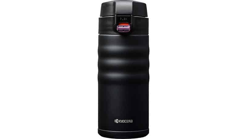 Tasse de voyage isolée en céramique noire 12 OZ à couvercle rabattable